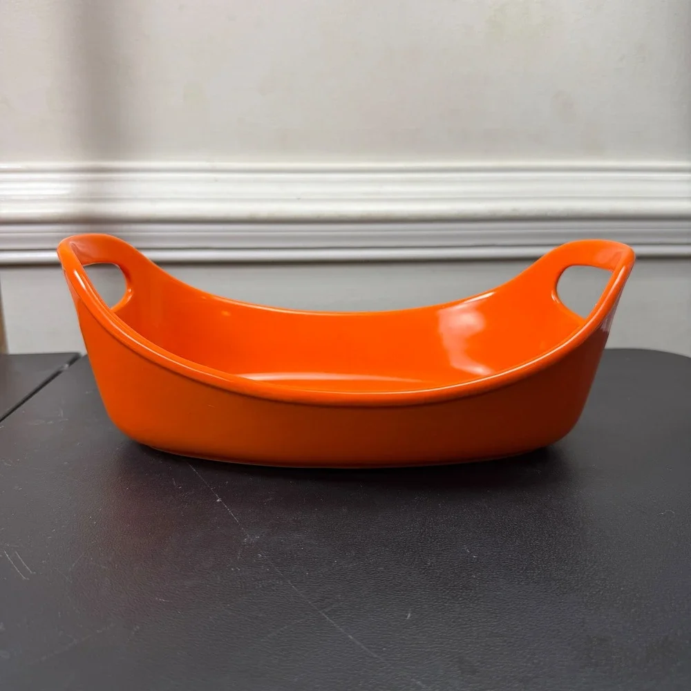Rachael Ray Oval Baker Unisex 1.25 Quart Orange Stoneware Casserole Dish cook